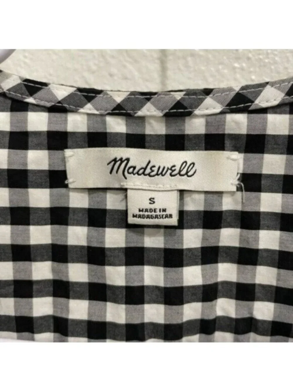 Madewell Gingham Wrap Top Mod Cottagecore Feminine Puff Sleeves